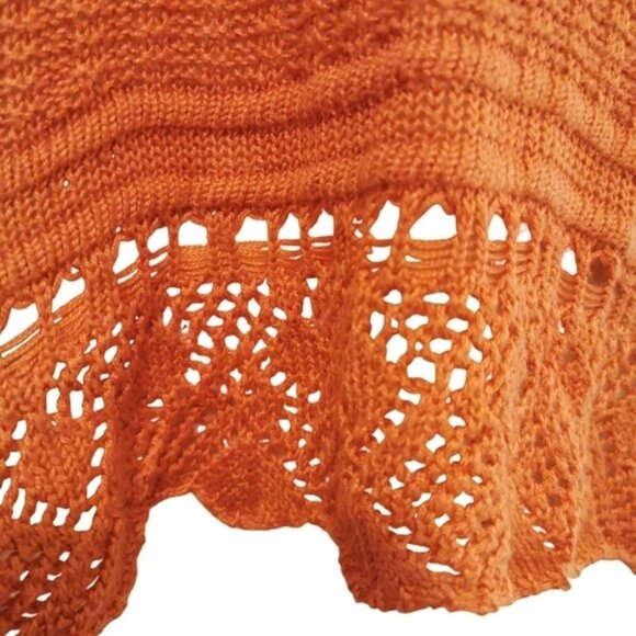 Lauren Conrad Scoop Neck Sweater Crochet Trim Burnt Orange - Sz XS - Picture 2 of 6